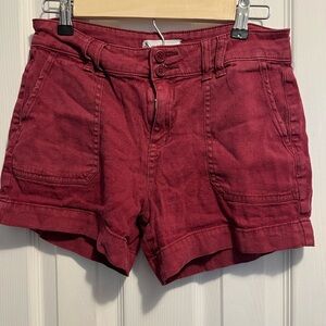 Lila Ryan Linen Utility Shorts Zipper And Double Button Closure Light Red Size 4
